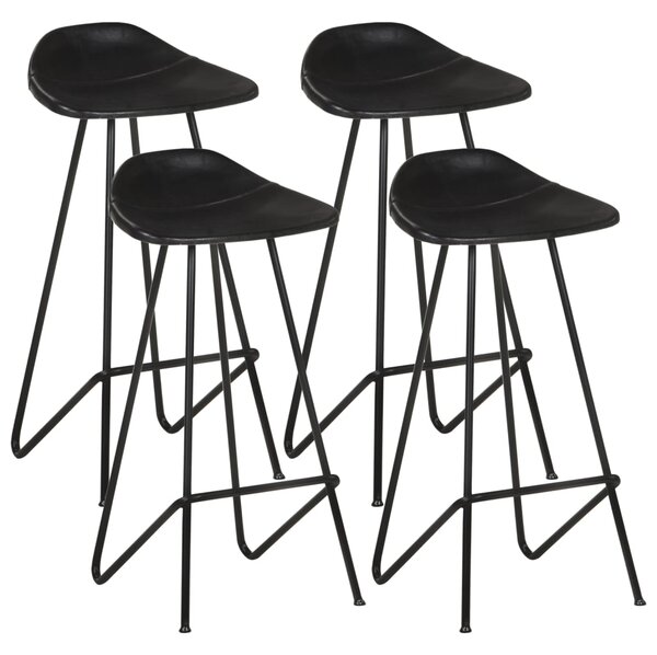 VidaXL Barski stolci od prave kože 4 kom crni