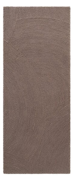 Smeđe-siva ručno rađena vunena staza 80x300 cm Calmio – Hanse Home