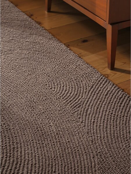 Smeđe-siva ručno rađena vunena staza 80x300 cm Calmio – Hanse Home