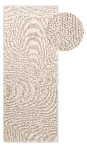 Ručno rađena vunena staza u svijetloj prirodnoj boji 80x200 cm Calmio – Hanse Home