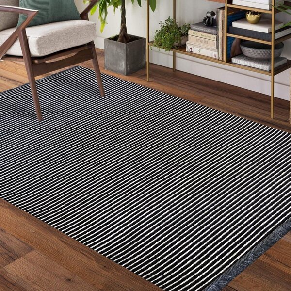 Protuklizni crno-bijeli tepih za dnevni boravak Širina: 200 cm | Duljina: 290 cm