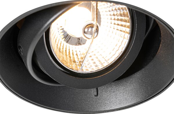 Set od 6 modernih ugradbenih reflektora crni GU10 AR70 okrugli bez okvira - Oneon