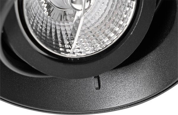 Set od 6 modernih ugradbenih reflektora crni GU10 AR70 okrugli bez okvira - Oneon