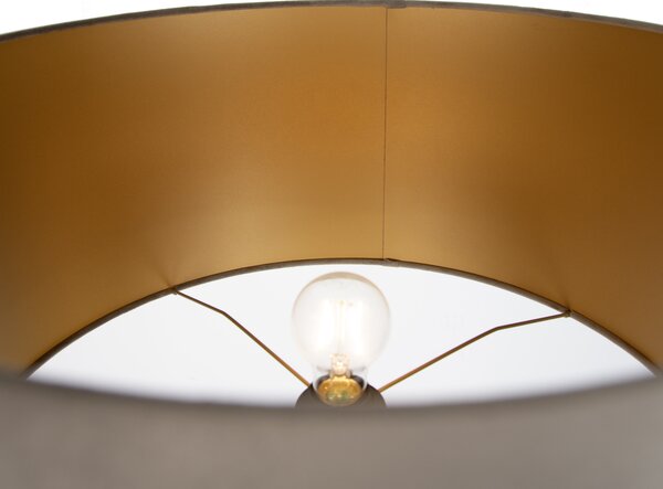 Japandi vloerlamp beige met kap taupe en gouden binnenkant 50cm - Simplo