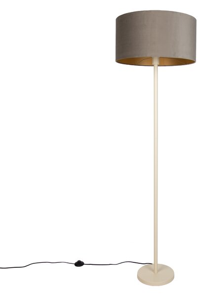 Japandi vloerlamp beige met kap taupe en gouden binnenkant 50cm - Simplo