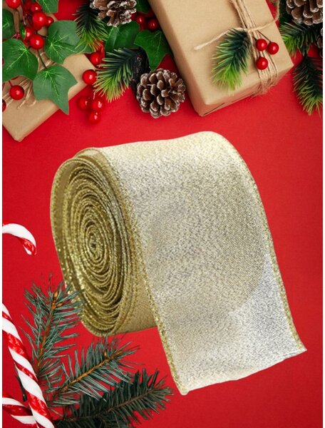 Božićna vrpca GOLDIE 6,3 cm x 2 m, zlatna