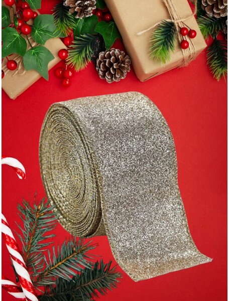 Božićna traka FESTIVE 5 cm x 2 m, zlatno-srebrna