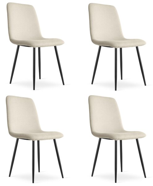 Blagovaonski set 1 + 4, stol CITY 110x75 cm hrast artisan + krem stolica RIFT s crnim nogama