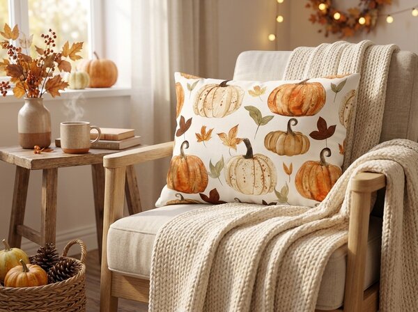 Flanelska jastučnica PUMPKINS & STRIPES 50x70 cm, šarena