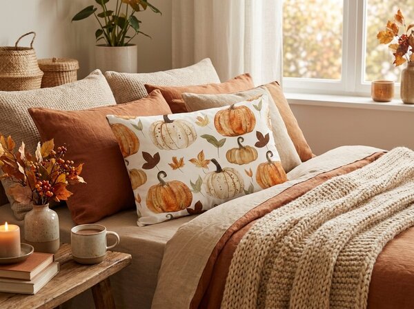Flanelska jastučnica PUMPKINS & STRIPES 50x70 cm, šarena