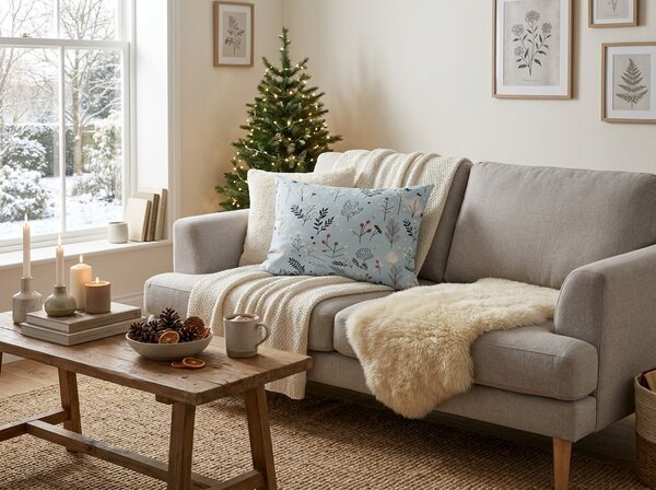 Flanelska jastučnica FROST BOTANIC 50x70 cm, svijetlo siva