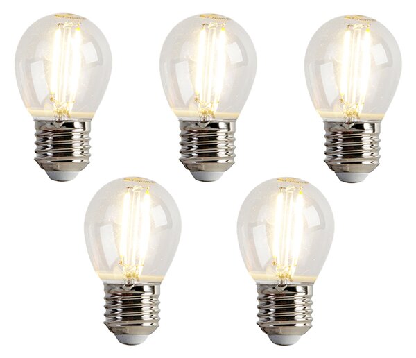 Set od 5 LED žarulja E27 P45 prozirne 2W 200lm 2700K