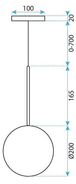 Stropna viseća svjetiljka staklena kugla 20cm APP1684-1CP