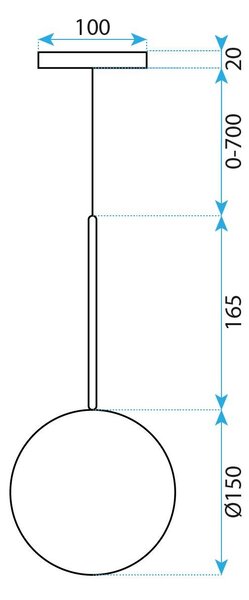 Stropna viseća svjetiljka staklena kugla 15cm APP1680-1CP