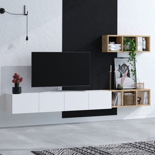 TV stolić/ormarić Panda 2 (bijela + hrast)