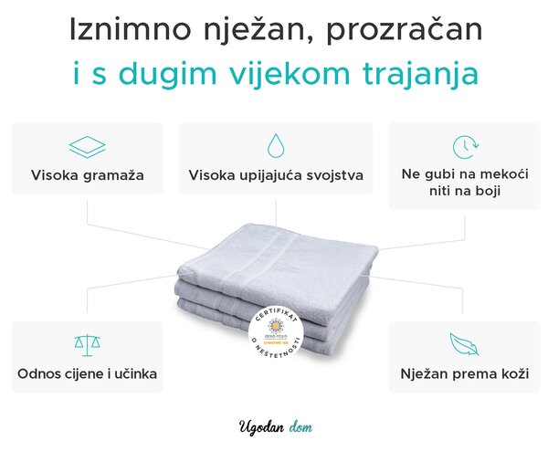 Hotelski ručnik Deluxe 100 x 150 cm bijeli, 100% pamuk
