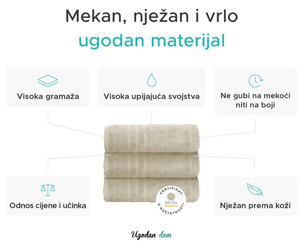 Ručnik Comfort Maxi 100x200 cm smeđa, 100% pamuk