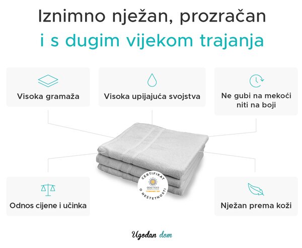 Hotelski ručnik Royal 70x140 cm bijeli, 100% pamuk
