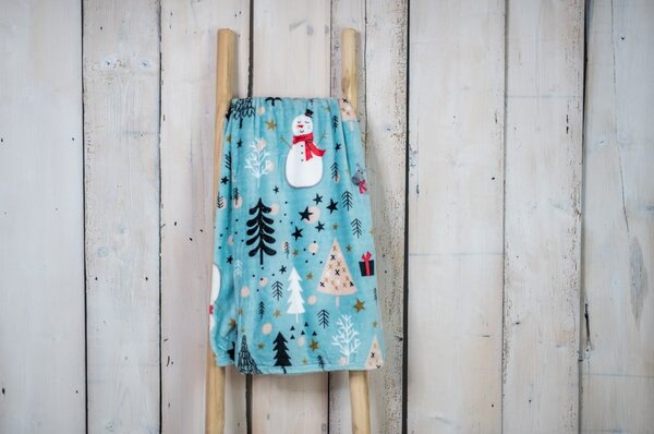 Plava božićna deka od mikropliša 200x150 cm Winter Time - My House