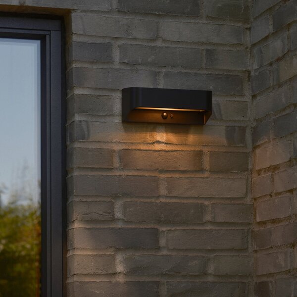 Nordlux Marcellio LED solarna vanjska zidna svjetiljka, crna, s senzorom, IP54, Crno, Aluminij