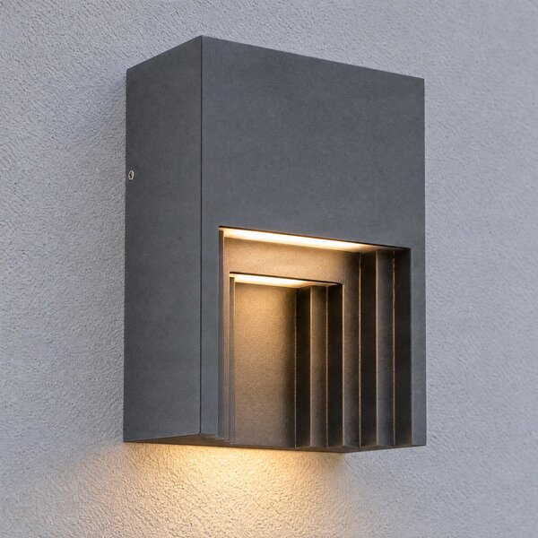 Lindby LED vanjska zidna svjetiljka Aurali, 1 žarulja, crna, IP65, Crno, Aluminij