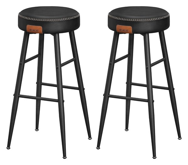 Eko barske stolice, set od 2 visoke kuhinjske stolice, crne | VASAGLE