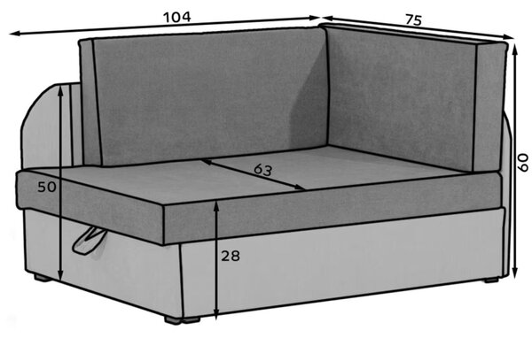 Mala sofa na razvlačenje ROSA, tamno plava/siva