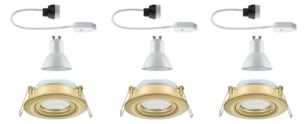 Paulmann Nova 3-pak LED ugradbenih reflektorâ zlatne boje, prigušivi, IP65,, prigušiva, Zlato / mjed, kupaonica, Aluminij, Okrugla ugradna svjetla