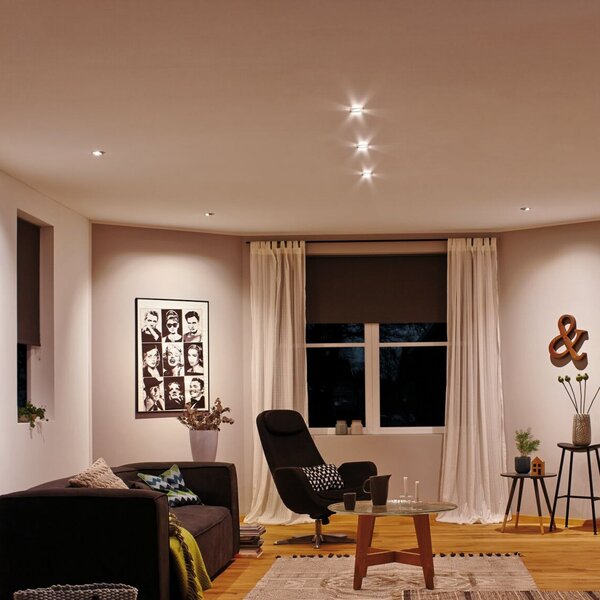 Paulmann Nova okrugli rotirajući reflektor s 3 svjetla, željezo, GU10, 2700K, Metalik, Dnevni boravak/blagovaonica, Aluminij, Montaža na strop