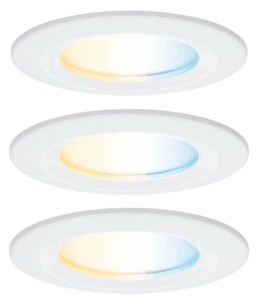 Paulmann Nova Coin Smart LED ugradbena reflektor-svjetiljka, bijela, CCT, set, prigušiva, Bijela, Dnevni boravak/blagovaonica, Aluminij, Montaža na strop