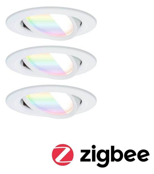 Paulmann Nova Coin Smart White RGBW LED ugradbena reflektorska svjetiljka, set, prigušiva, Bijela, Dnevni boravak/blagovaonica, Aluminij, Montaža na strop
