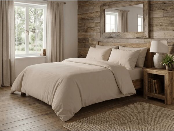 Set krep posteljina TAUPEXA svijetlosmeđe + plahta Jersey 180 x 200 cm svijetlo bež, bračno
