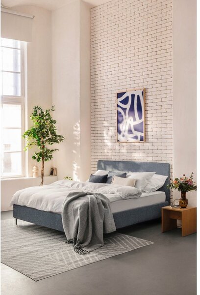 Plavi tapecirani bračni krevet s podnicom 160x200 cm Noira Slim – Bonami Selection
