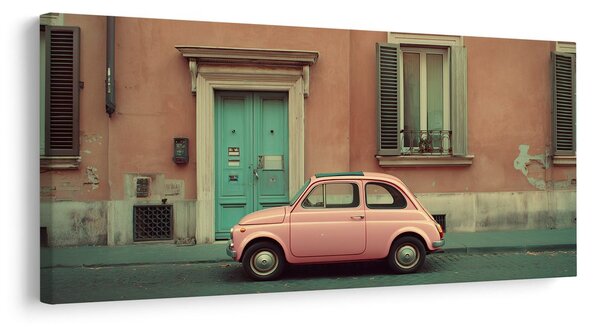 Slika vintage auto ispred kuće