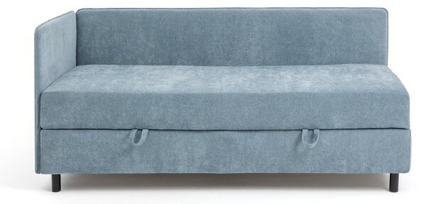 Plavi tapecirani krevet s prostorom za odlaganje s madracem 90x200 cm Avela – Bonami Selection