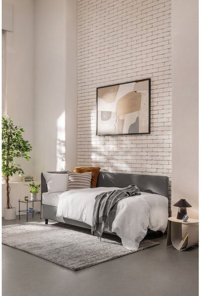 Sivi tapecirani krevet s prostorom za odlaganje s madracem 90x200 cm Avela – Bonami Selection