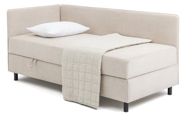 Bež tapecirani krevet s prostorom za odlaganje s madracem 90x200 cm Avela – Bonami Selection