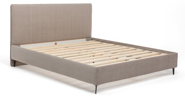 Smeđe-sivi tapecirani bračni krevet s podnicom 160x200 cm Noira Slim – Bonami Selection