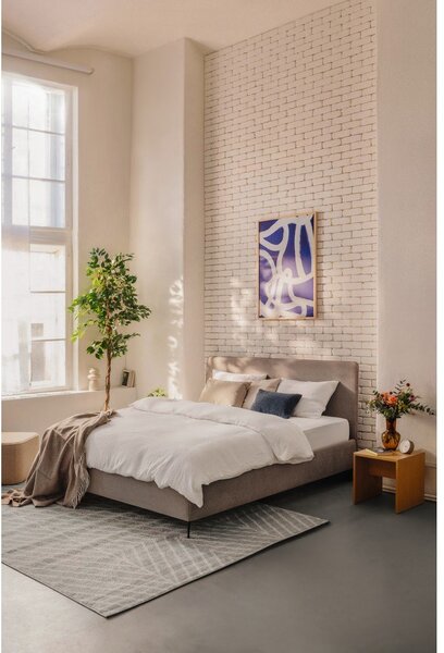 Smeđe-sivi tapecirani bračni krevet s podnicom 160x200 cm Noira Slim – Bonami Selection