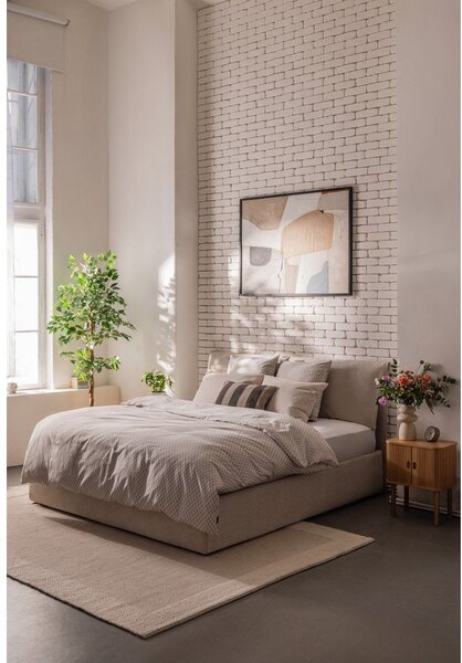 Bež tapecirani bračni krevet s podnicom i prostorom za odlaganje 160x200 cm Thessa Pillow – Bonami Selection