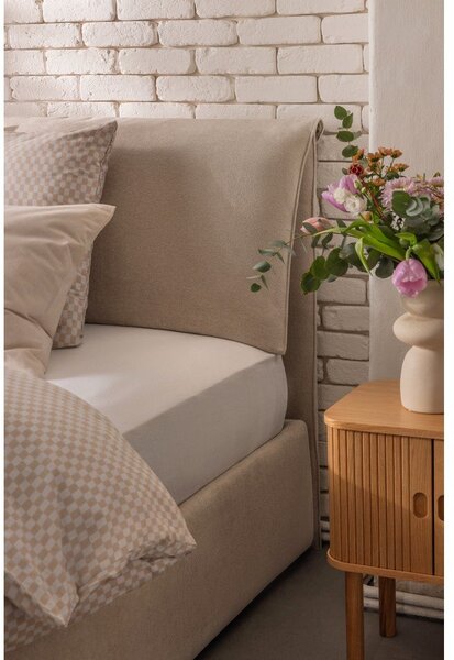 Bež tapecirani bračni krevet s podnicom i prostorom za odlaganje 160x200 cm Thessa Pillow – Bonami Selection