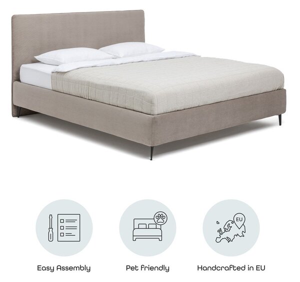 Smeđe-sivi tapecirani bračni krevet s podnicom 160x200 cm Noira Slim – Bonami Selection