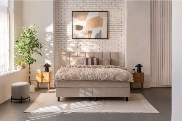 Bež boxspring krevet s prostorom za odlaganje 180x200 cm Elva Bold Line – Bonami Selection