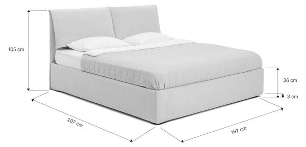 Bež tapecirani bračni krevet s podnicom i prostorom za odlaganje 160x200 cm Thessa Pillow – Bonami Selection