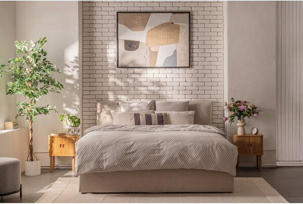 Bež tapecirani bračni krevet s podnicom i prostorom za odlaganje 160x200 cm Thessa Pillow – Bonami Selection
