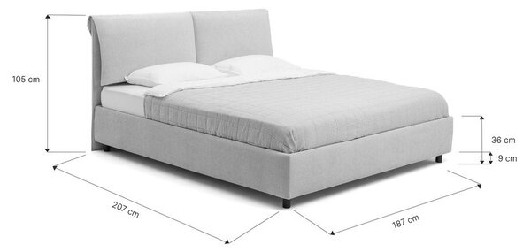 Bež tapecirani bračni krevet s podnicom i prostorom za odlaganje 180x200 cm Myra Pillow – Bonami Selection