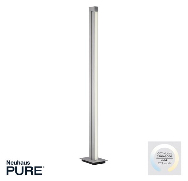 PURE Lines LED podna lampa, srebrna, daljinski upravljač, 140 cm, prigušiva, Sivo, Dnevni boravak/blagovaonica, Metal