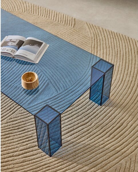 Plavi stakleni stolić za kavu 60x140 cm Adularia – Kave Home