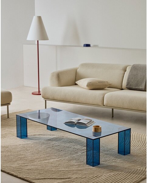 Plavi stakleni stolić za kavu 60x140 cm Adularia – Kave Home