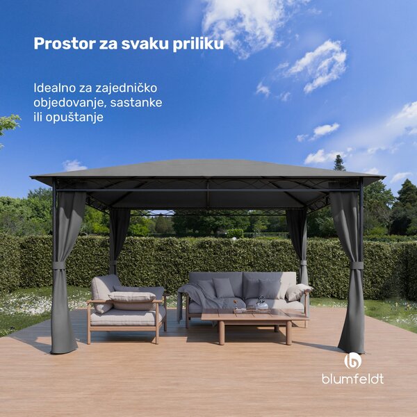 Blumfeldt Sjenica Mondo 3x4 s metalnim okvirom i 4 bočne stijenke